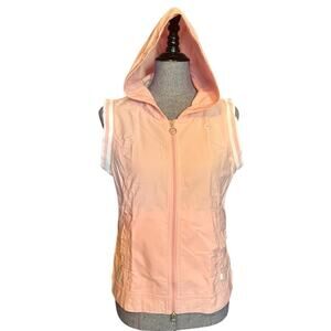 Nike light Pink & white Hooded Vest zip front Ladies size Medium Hoodie